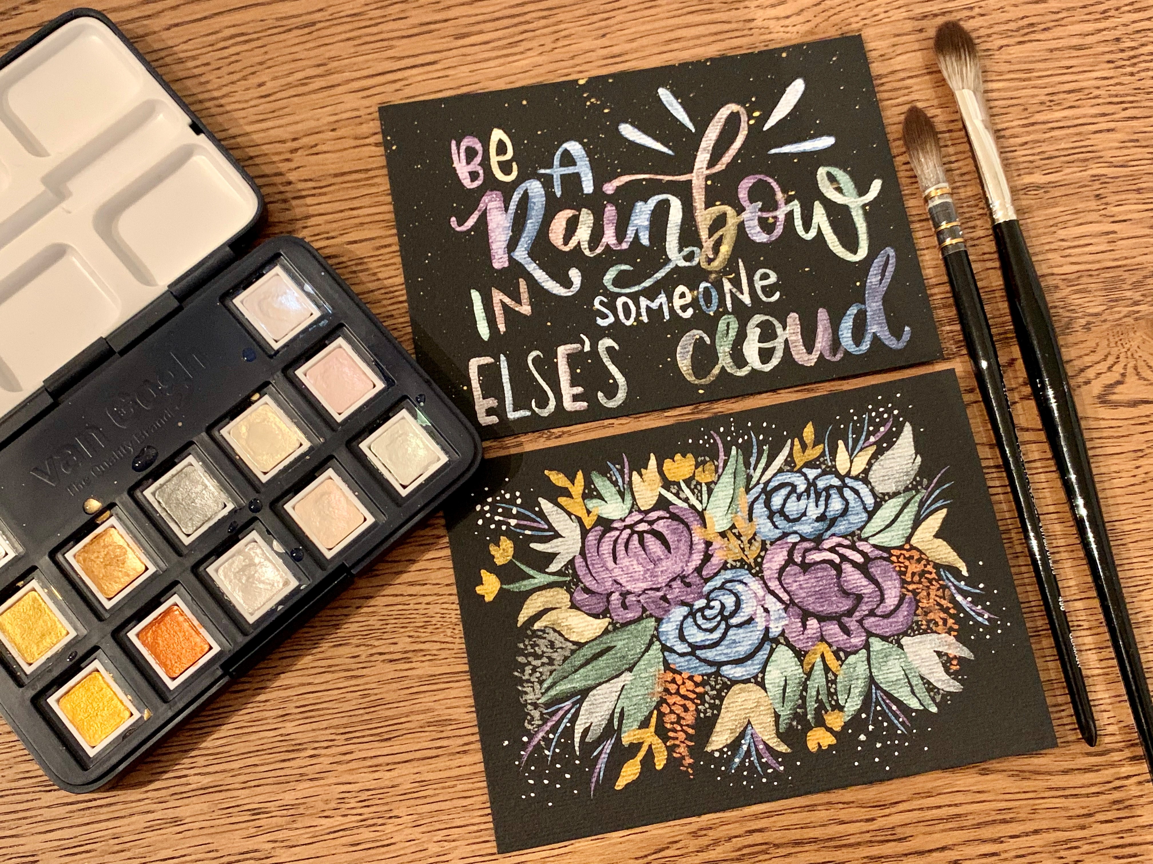 Video-Anleitung: Speed Painting - Metallic Aquarell Postkarte